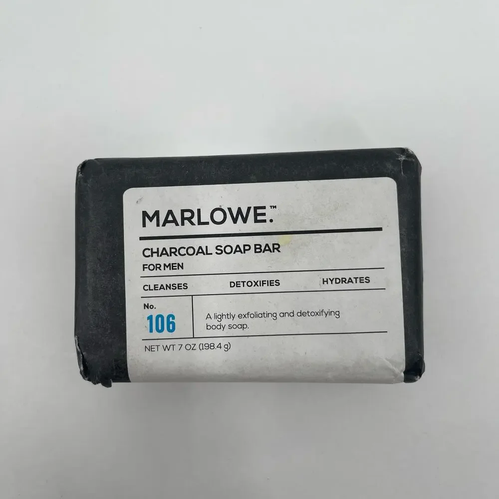 MARLOWE. Charcoal Soap Bar NWT For Men No. 106 Body Skin Cleanses 7oz 198.4g
